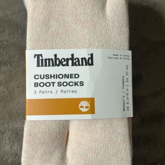 Timberland Beige Burgundy Gray W6.5-9.5 Knit Cushioned Boot Socks 3 pk - Picture 10 of 11